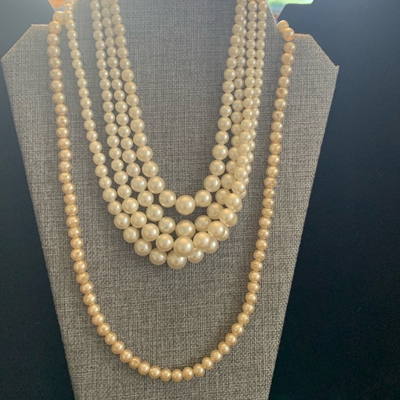 Vintage Jewelry - Two Vintage Faux Pearl Necklaces 16” & 23”